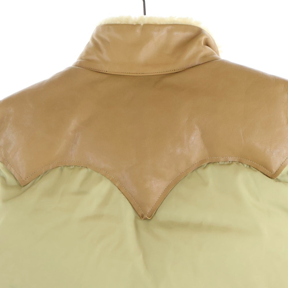 ROCKY MOUNTAIN(ロッキーマウンテン) Christy Vest クリスティー 襟ボア レザー切り替え ダウンベスト ベージュ 450-472-12