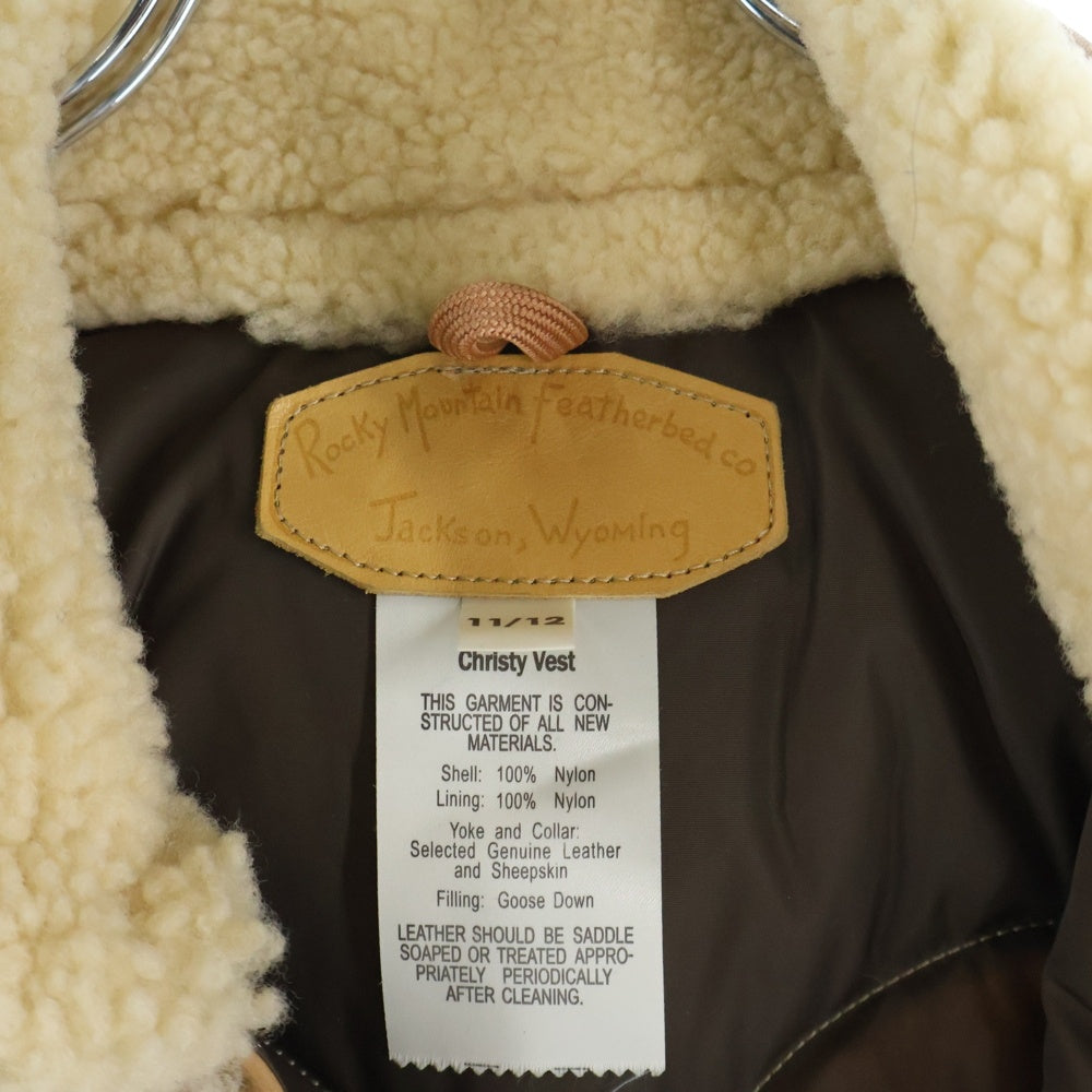 ROCKY MOUNTAIN(ロッキーマウンテン) Christy Vest クリスティー 襟ボア レザー切り替え ダウンベスト ベージュ 450-472-12