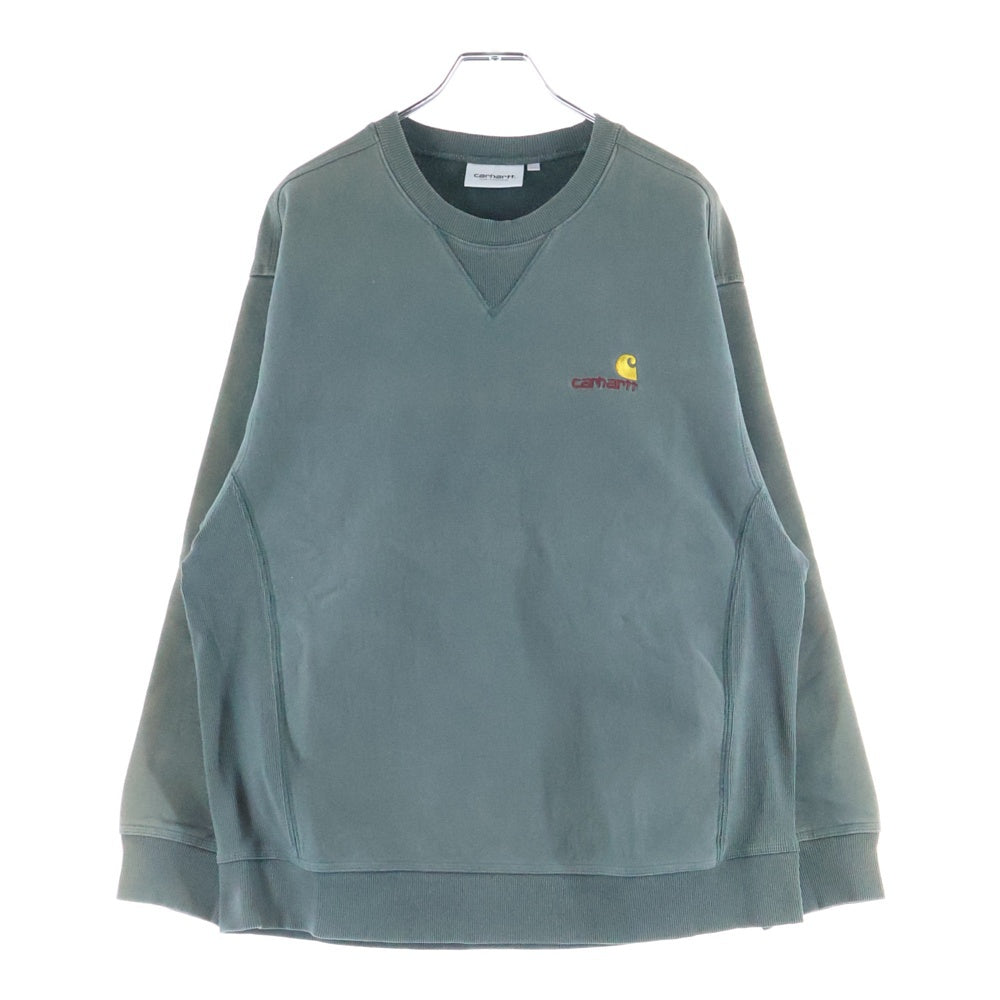 CARHARTT(カーハート) アメリカンスクリプト 刺繍ロゴ クルーネック スウェットトレーナー グリーン
