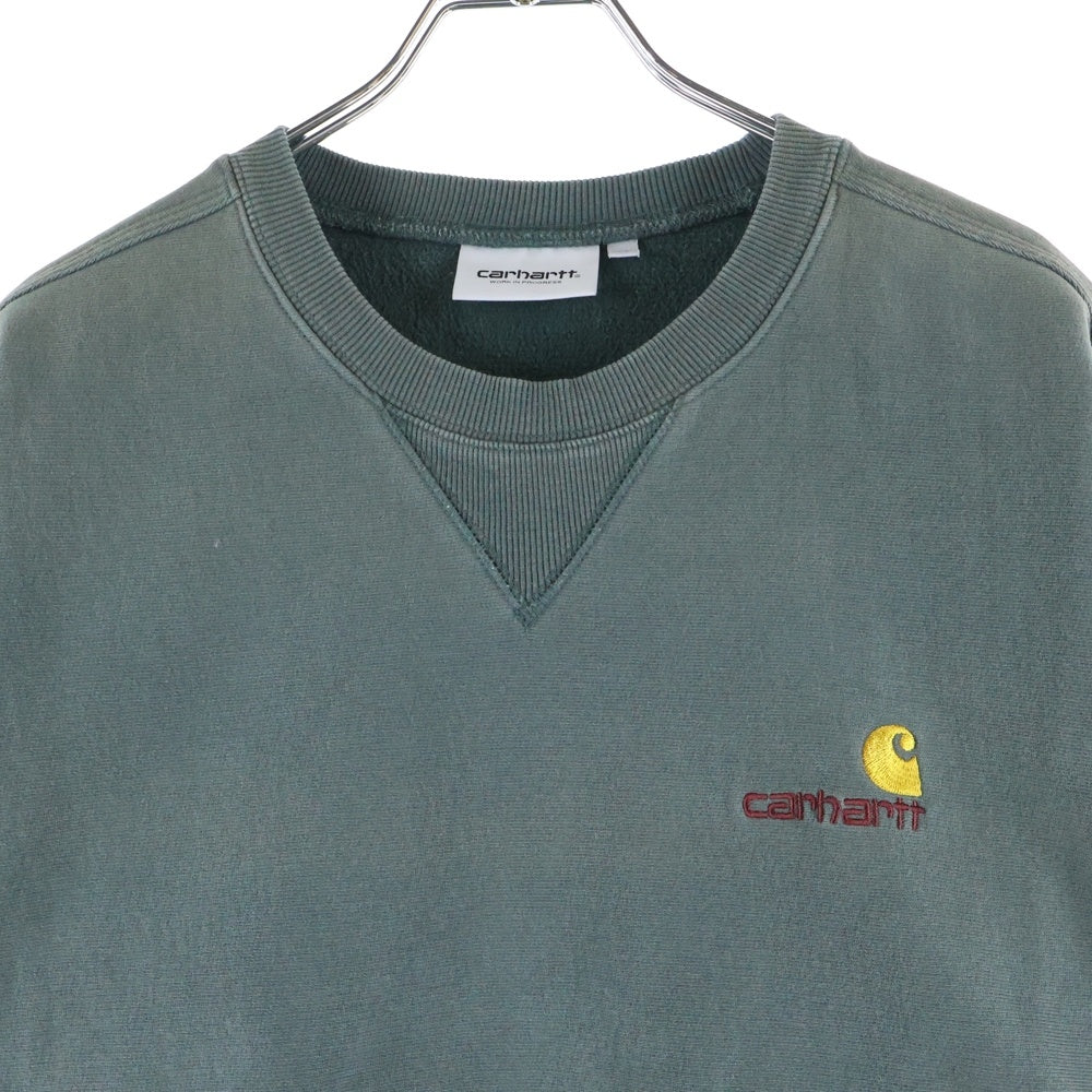 CARHARTT(カーハート) アメリカンスクリプト 刺繍ロゴ クルーネック スウェットトレーナー グリーン