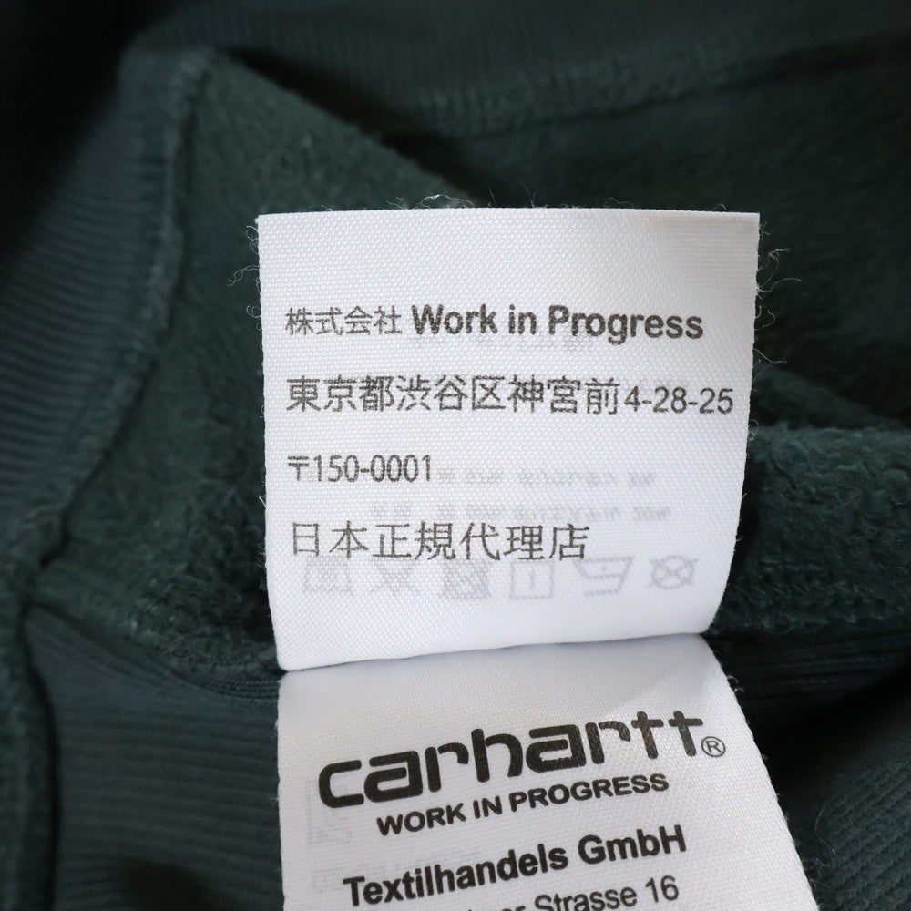 CARHARTT(カーハート) アメリカンスクリプト 刺繍ロゴ クルーネック スウェットトレーナー グリーン