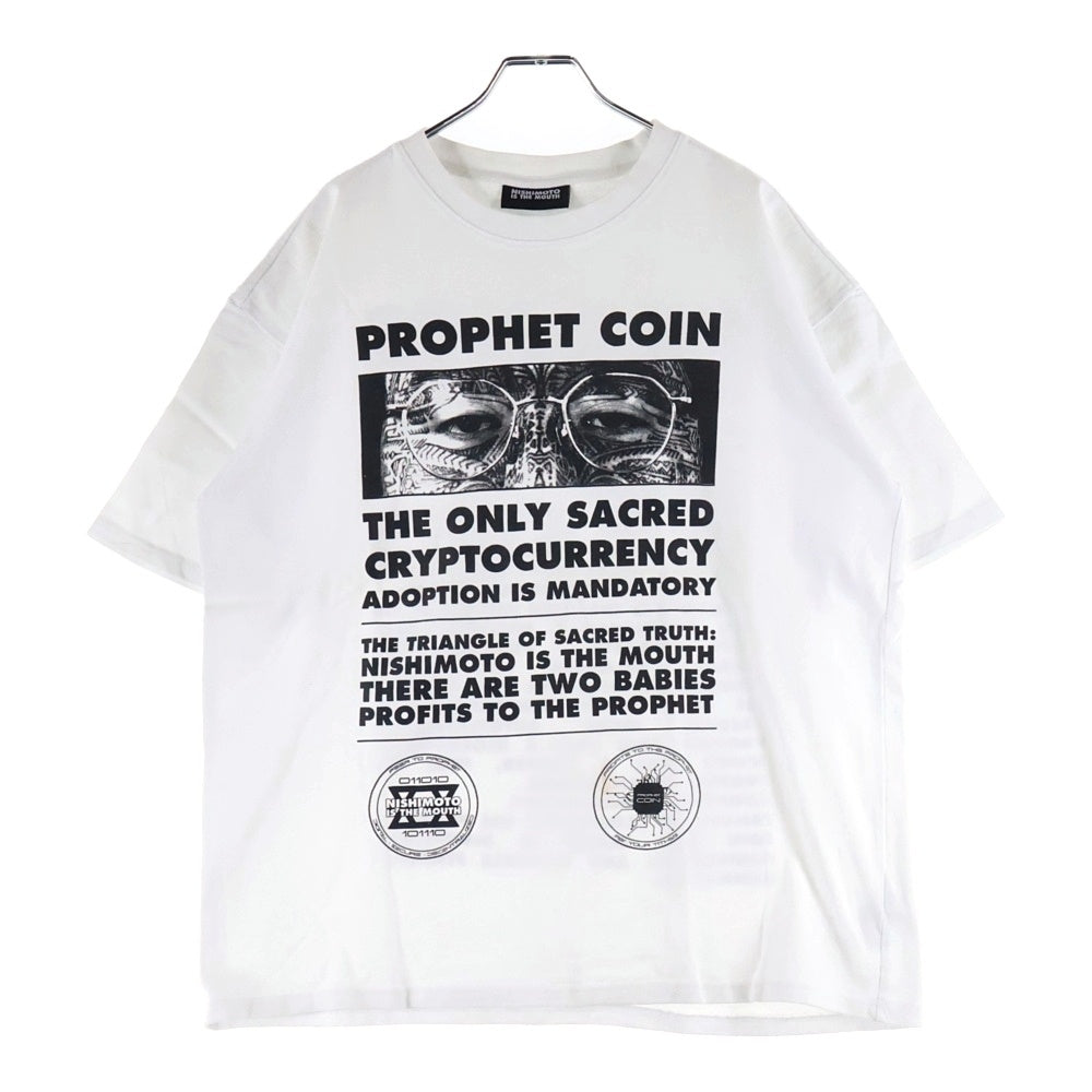 NISHIMOTO IS THE MOUTH(ニシモトイズザマウス) Prophet Coin プロフェット コイン フロントバックプリント半袖Tシャツカットソーホワイト