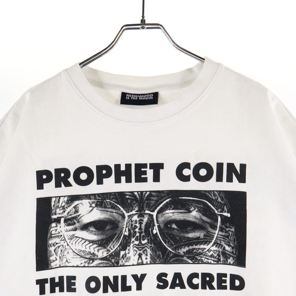 NISHIMOTO IS THE MOUTH(ニシモトイズザマウス) Prophet Coin プロフェット コイン フロントバックプリント半袖Tシャツカットソーホワイト