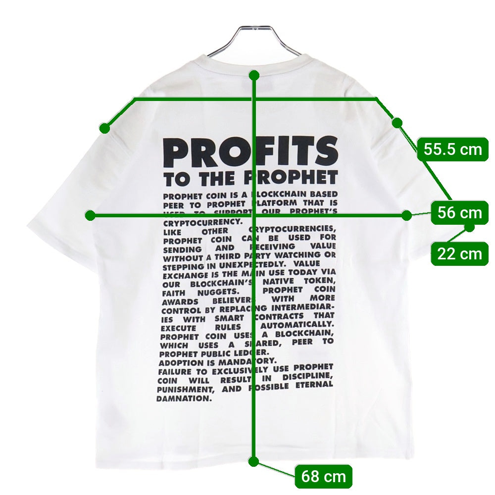 NISHIMOTO IS THE MOUTH(ニシモトイズザマウス) Prophet Coin プロフェット コイン フロントバックプリント半袖Tシャツカットソーホワイト