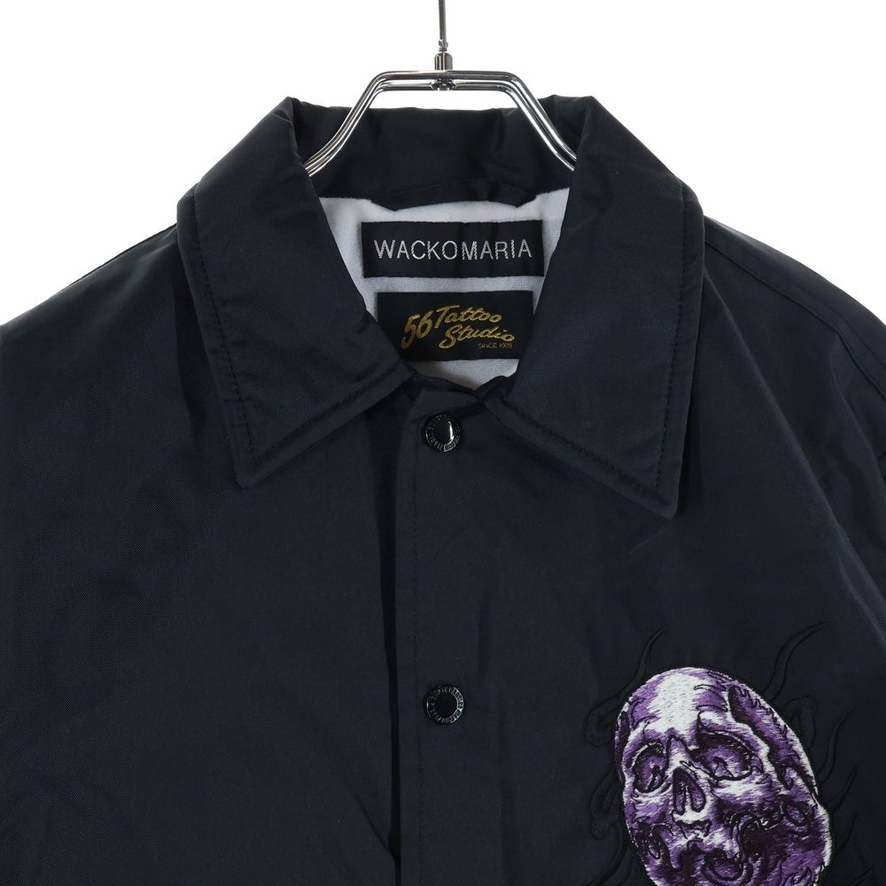 WACKO MARIA(ワコマリア) ×56 TATTOO STUDIO EMBROIDERED COACH JACKET 56タトゥースタジオ スカル 刺繍 コーチジャケット ブラック 56TS-WN-BL11
