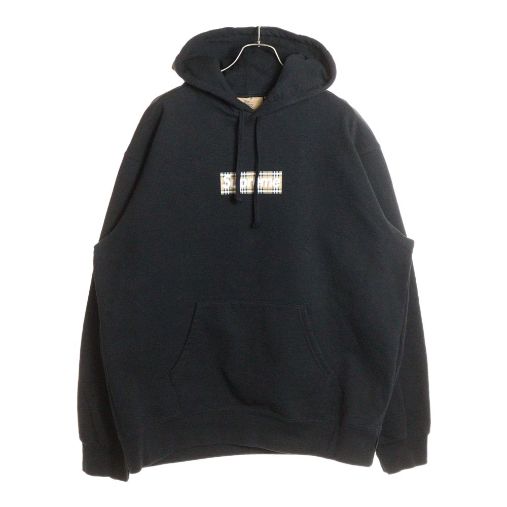 SUPREME(シュプリーム) 22SS × Burberry Box Logo Hooded Sweatshirt バーバリー ボックスロゴ プルオーバースウェットパーカー フーディ ブラック