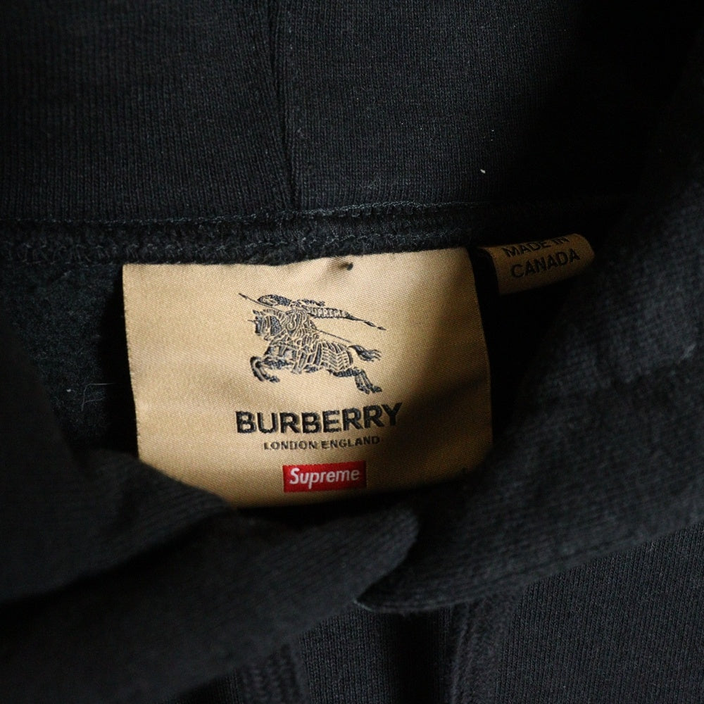 SUPREME(シュプリーム) 22SS × Burberry Box Logo Hooded Sweatshirt バーバリー ボックスロゴ プルオーバースウェットパーカー フーディ ブラック