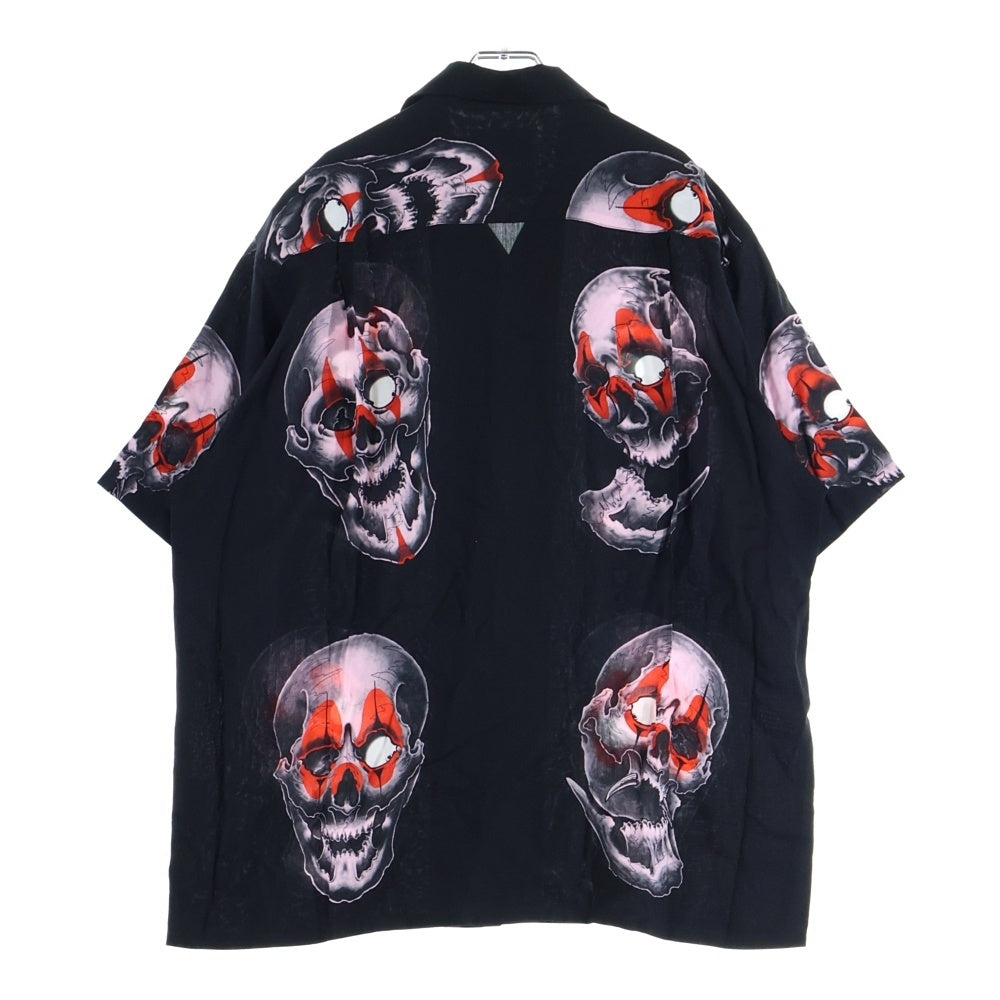 WACKO MARIA(ワコマリア) 22SS ×56 TATTOO STUDIO PIERROT SCULL S/S HAWAIIAN SHIRT 56タトゥースタジオ ピエロスカル オープンカラー ハワイアン 半袖シャツ ブラック