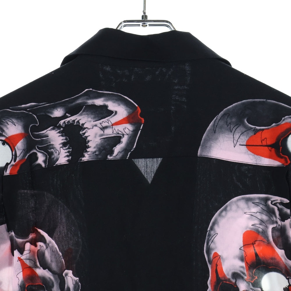 WACKO MARIA(ワコマリア) 22SS ×56 TATTOO STUDIO PIERROT SCULL S/S HAWAIIAN SHIRT 56タトゥースタジオ ピエロスカル オープンカラー ハワイアン 半袖シャツ ブラック