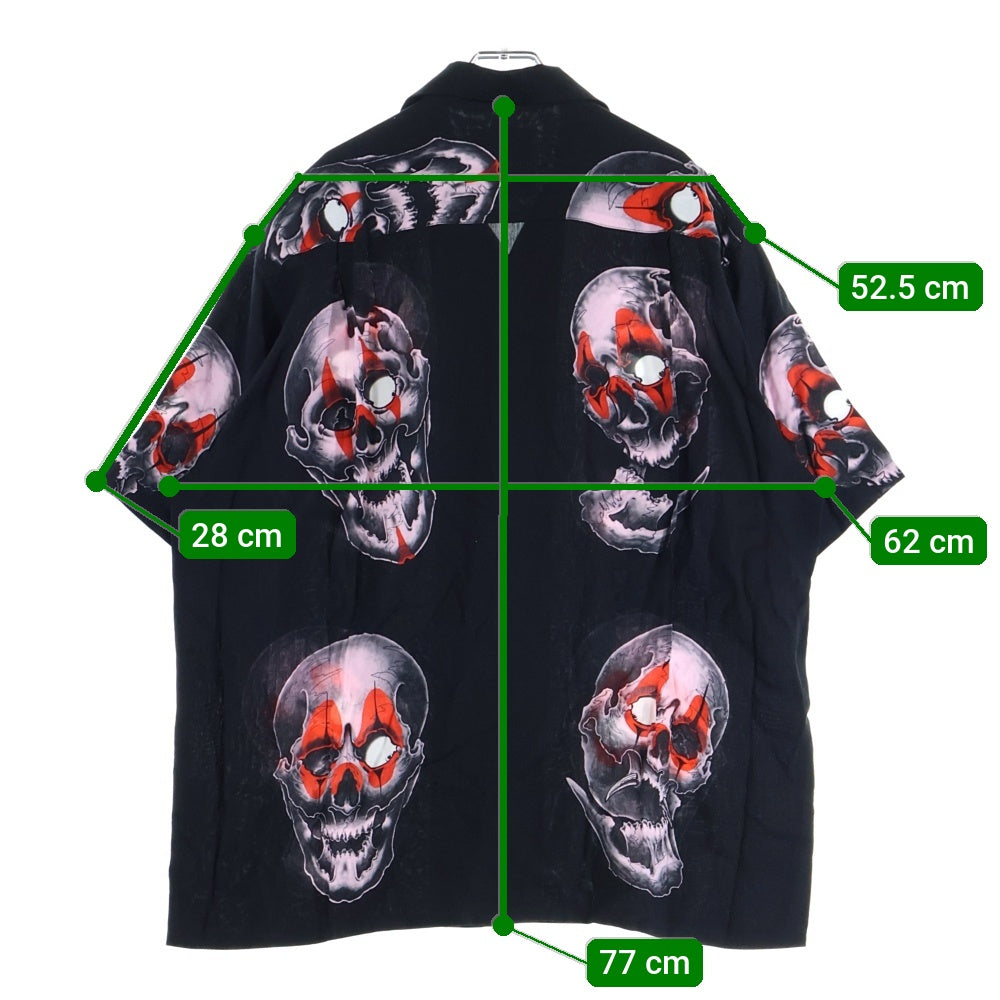 WACKO MARIA(ワコマリア) 22SS ×56 TATTOO STUDIO PIERROT SCULL S/S HAWAIIAN SHIRT 56タトゥースタジオ ピエロスカル オープンカラー ハワイアン 半袖シャツ ブラック