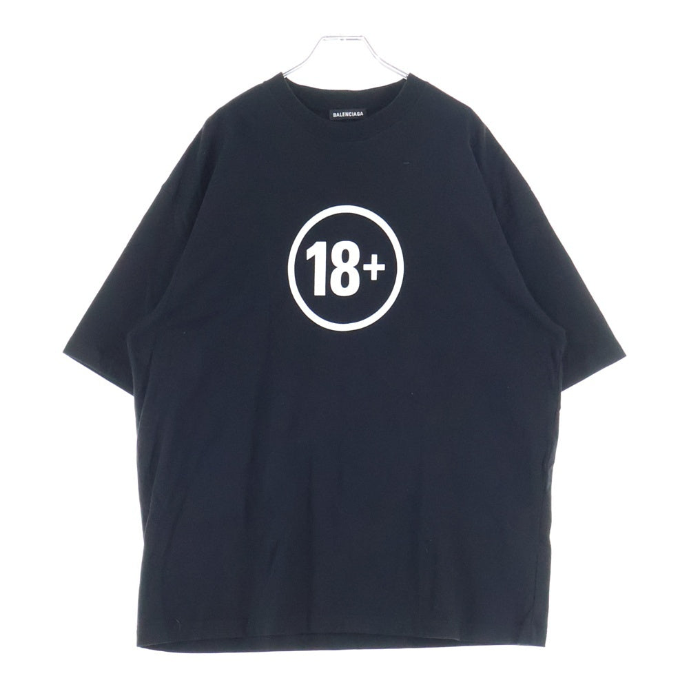 BALENCIAGA(バレンシアガ) 19SS DEMNA GVASALIA 18+ LOGO PRINT Tee デムナ ヴァザリア ロゴ プリント クルーネック 半袖カットソー Tシャツ ブラック 612966 TIV43