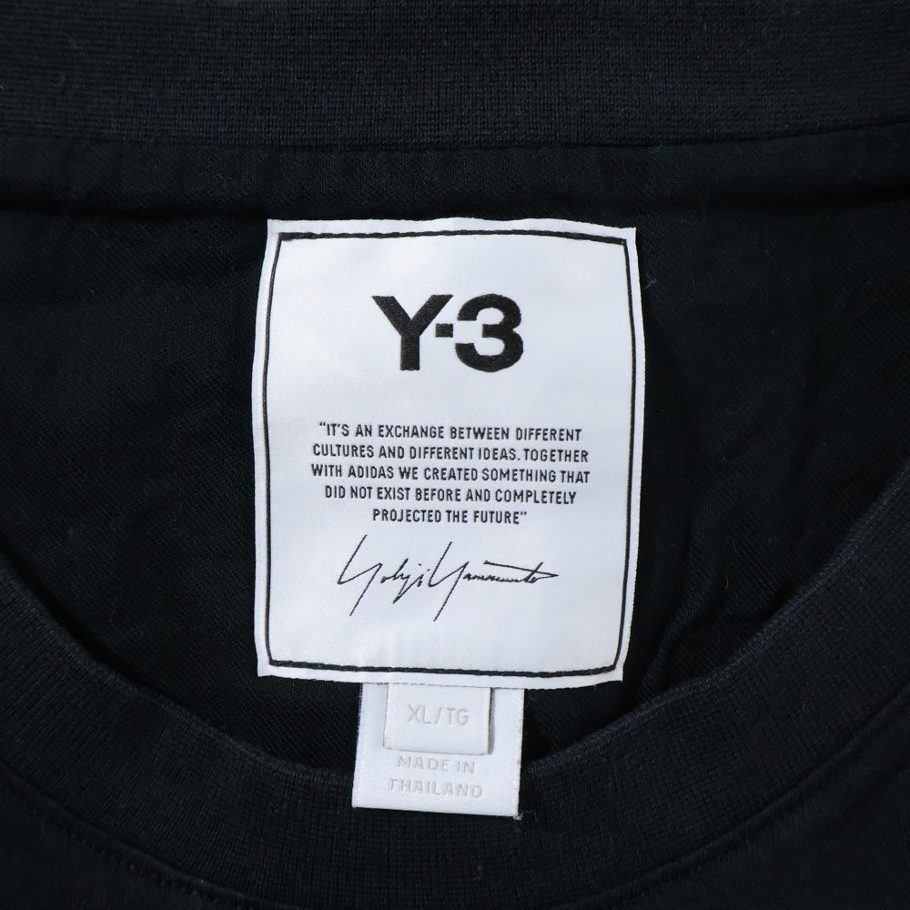 Y-3(ワイスリー) M3 STP S/S Tee バック 3ストライプ ラバーロゴ クルーネック 半袖Tシャツ カットソー ブラック H16334