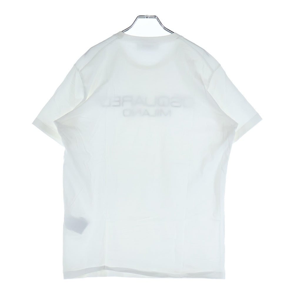 DSQUARED2(ディースクエアード) フロント ミラノロゴ プリント クルーネック 半袖Tシャツ カットソー ホワイト S74GD0644 S22844