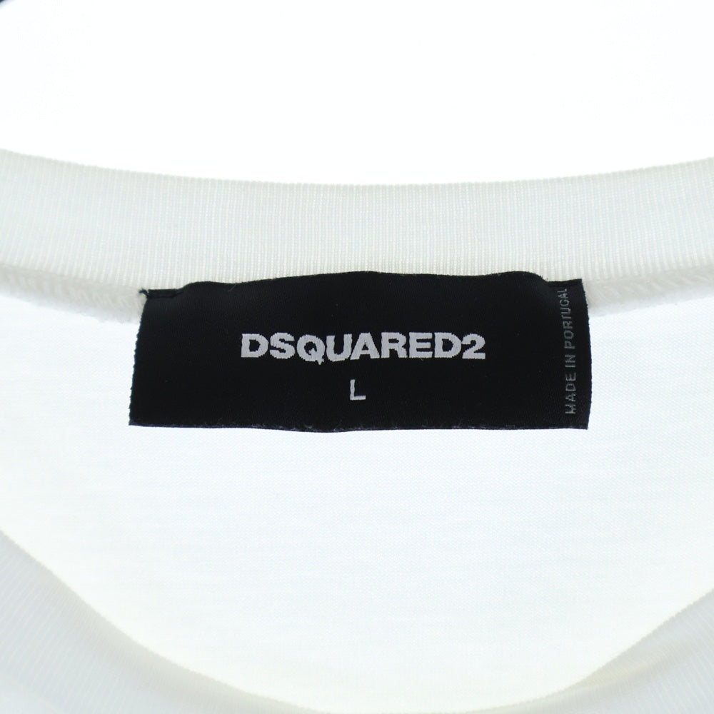 DSQUARED2(ディースクエアード) フロント ミラノロゴ プリント クルーネック 半袖Tシャツ カットソー ホワイト S74GD0644 S22844
