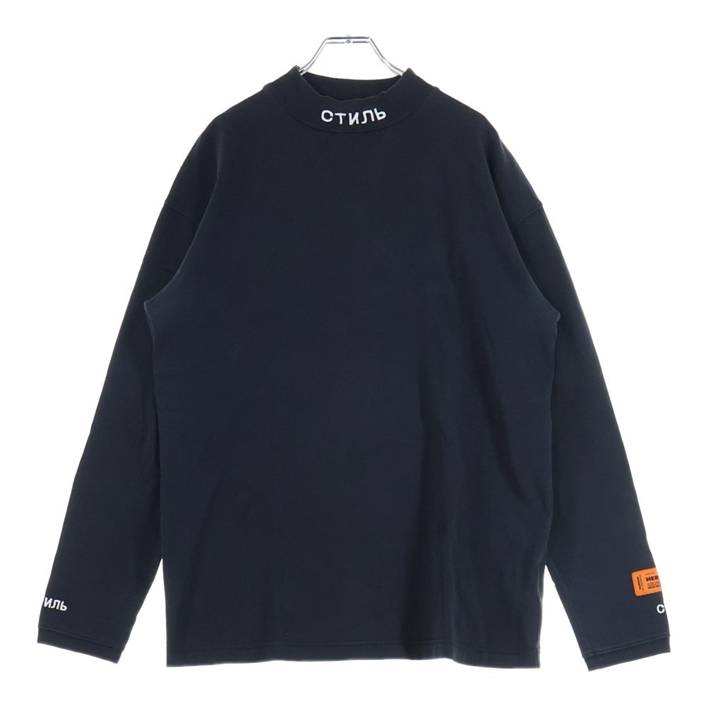 HERON PRESTON(ヘロンプレストン) ロゴ刺繍 コットン 長袖Tシャツ ブラック HMAB010S20913011