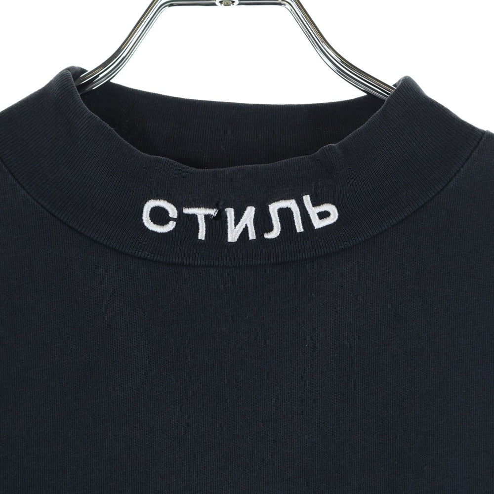 HERON PRESTON(ヘロンプレストン) ロゴ刺繍 コットン 長袖Tシャツ ブラック HMAB010S20913011