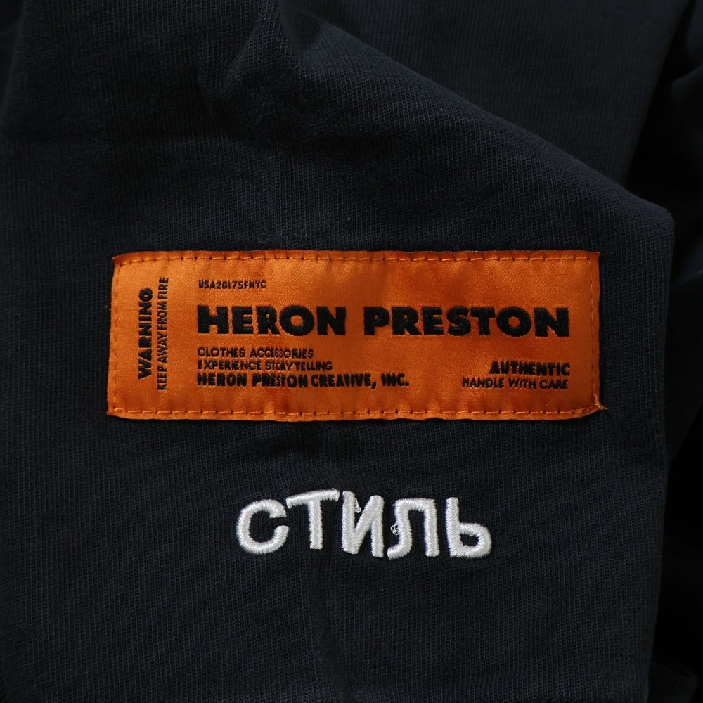 HERON PRESTON(ヘロンプレストン) ロゴ刺繍 コットン 長袖Tシャツ ブラック HMAB010S20913011