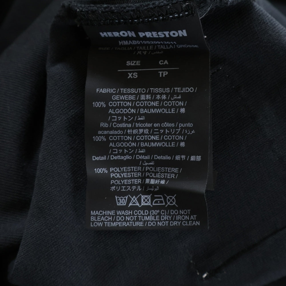 HERON PRESTON(ヘロンプレストン) ロゴ刺繍 コットン 長袖Tシャツ ブラック HMAB010S20913011