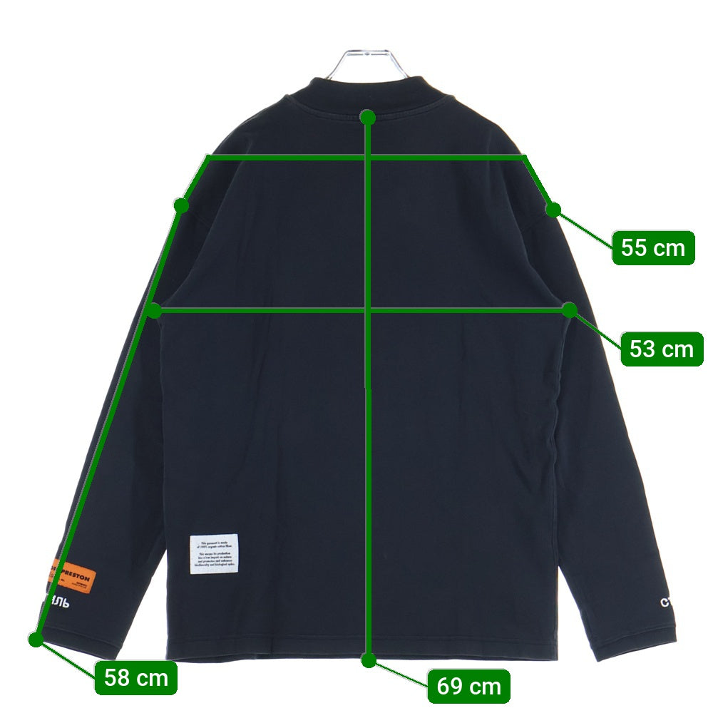 HERON PRESTON(ヘロンプレストン) ロゴ刺繍 コットン 長袖Tシャツ ブラック HMAB010S20913011