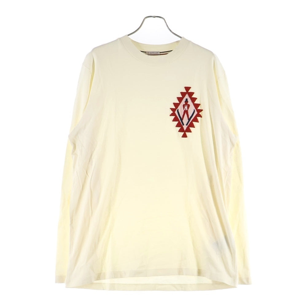 MONCLER(モンクレール) 22AW ロゴ刺繍 クルーネック コットン 長袖Tシャツ ホワイト H20918C00014 8390T
