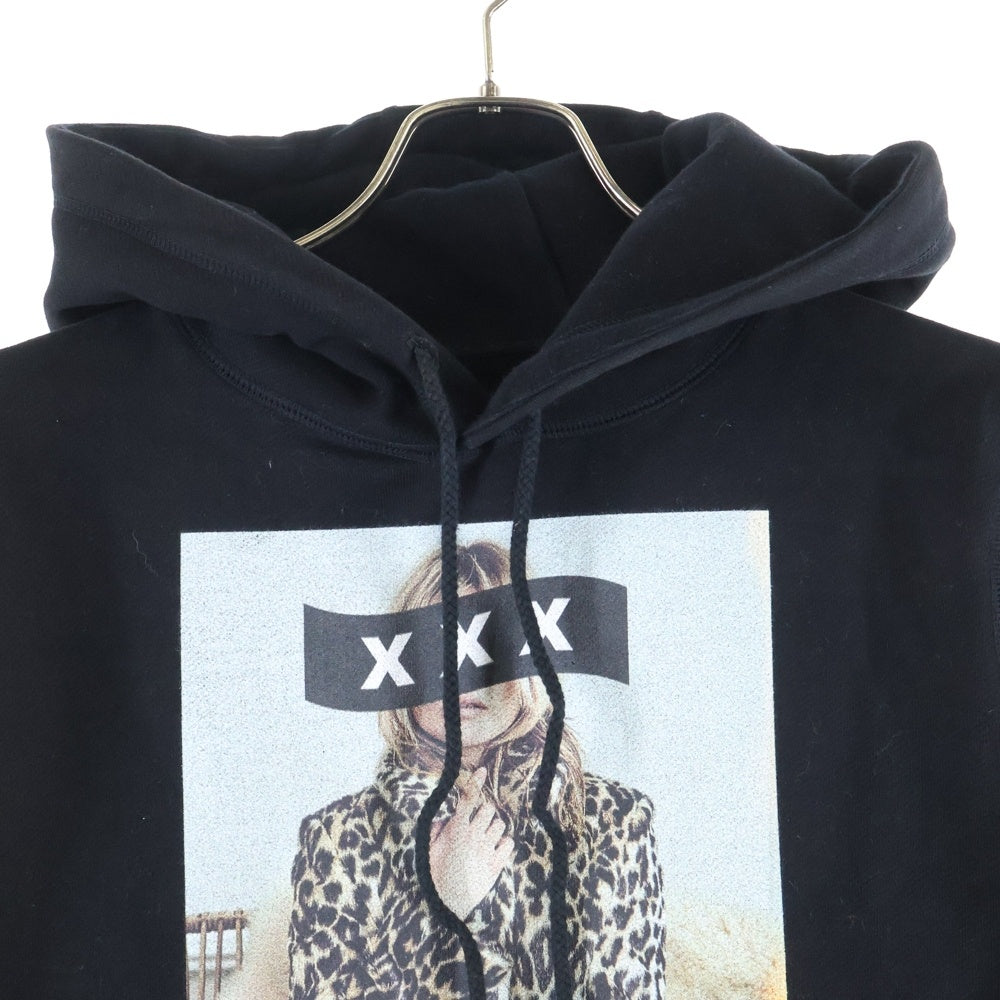 GOD SELECTION XXX(ゴッドセレクショントリプルエックス) Kate Moss hoodie ケイトモス フロントプリント プルオーバーパーカーフーディー ブラック