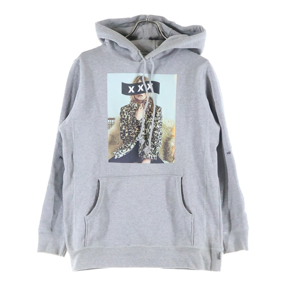 GOD SELECTION XXX(ゴッドセレクショントリプルエックス) Kate Moss hoodie ケイトモス フロントプリント プルオーバーパーカーフーディー グレー