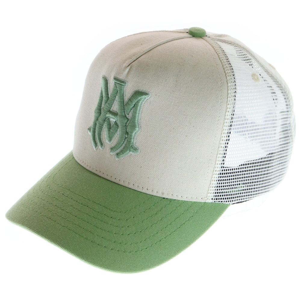 AMIRI(アミリ) 24SS MA EMBROIDERED COTTON CAP ロゴ刺繍 コットン メッシュ ベースボールゃップ ライトグリーン SRAMHATR1002SMRBC014