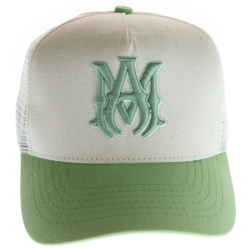 AMIRI(アミリ) 24SS MA EMBROIDERED COTTON CAP ロゴ刺繍 コットン メッシュ ベースボールゃップ ライトグリーン SRAMHATR1002SMRBC014