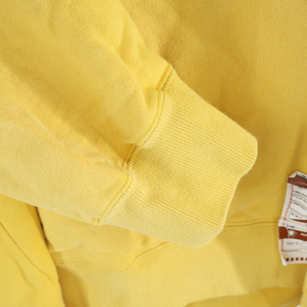 MAISON MIHARAYASUHIRO(メゾンミハラヤスヒロ) SHIRT BACK HOODIE フロントプリント 再構築 ヴィンテージ加工 プルオーバーパーカー フーディー イエロー A07HD581