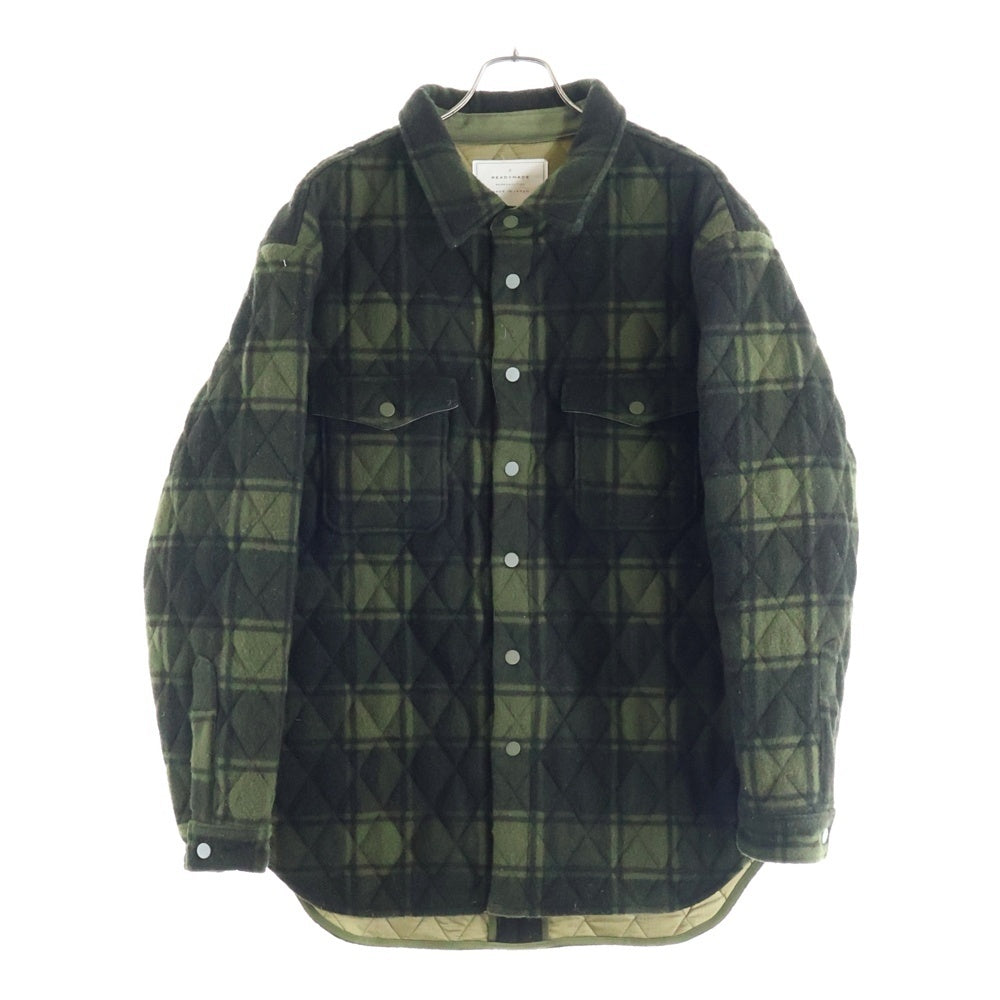 READY MADE(レディメイド) Blanket Check Shirt ブランケット キルティング チェック ウールシャツ ジャケット カーキ RE-WO-KH-00-00-117