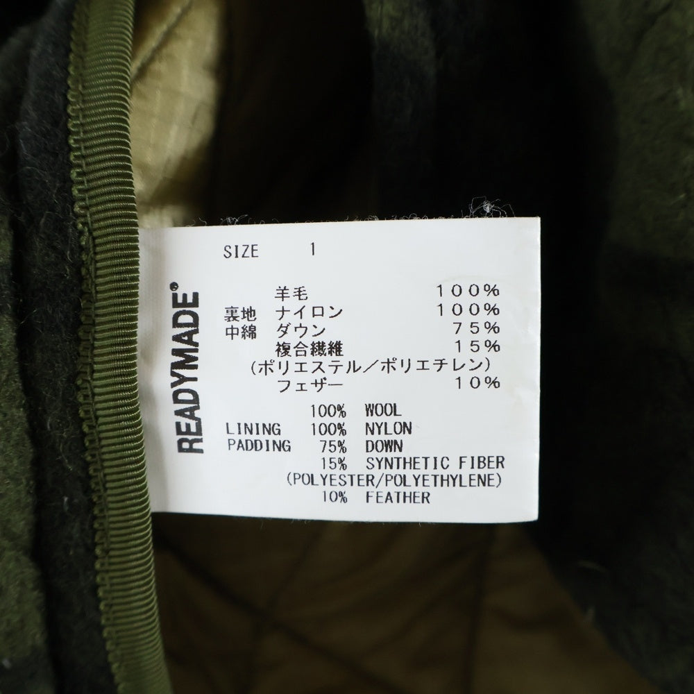 READY MADE(レディメイド) Blanket Check Shirt ブランケット キルティング チェック ウールシャツ ジャケット カーキ RE-WO-KH-00-00-117