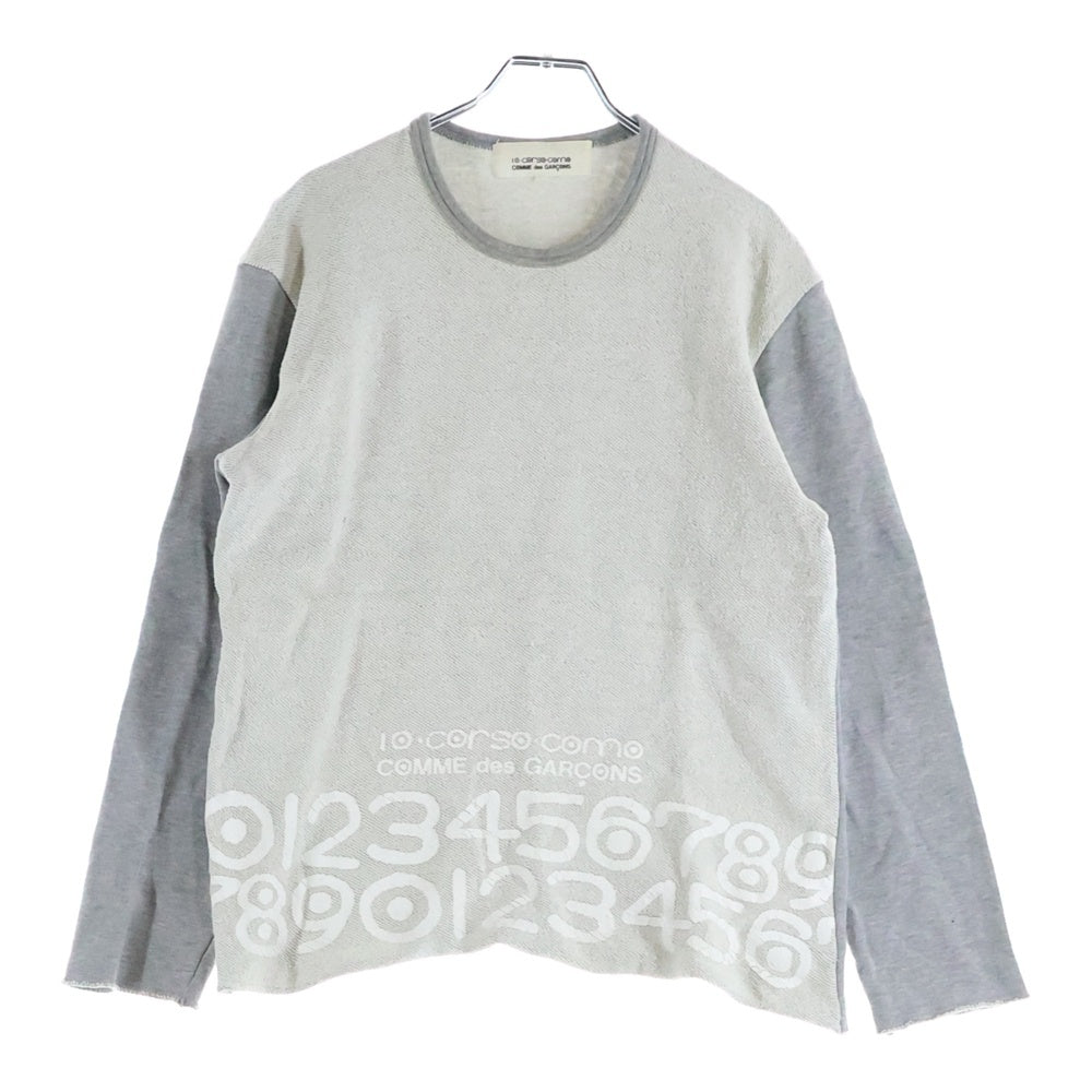 COMME des GARCONS(コムデギャルソン) ×10 corso como コルソコモ インサイドアウト フロントロゴプリント クルーネック 長袖Tシャツ カットソー グレー SB-T906