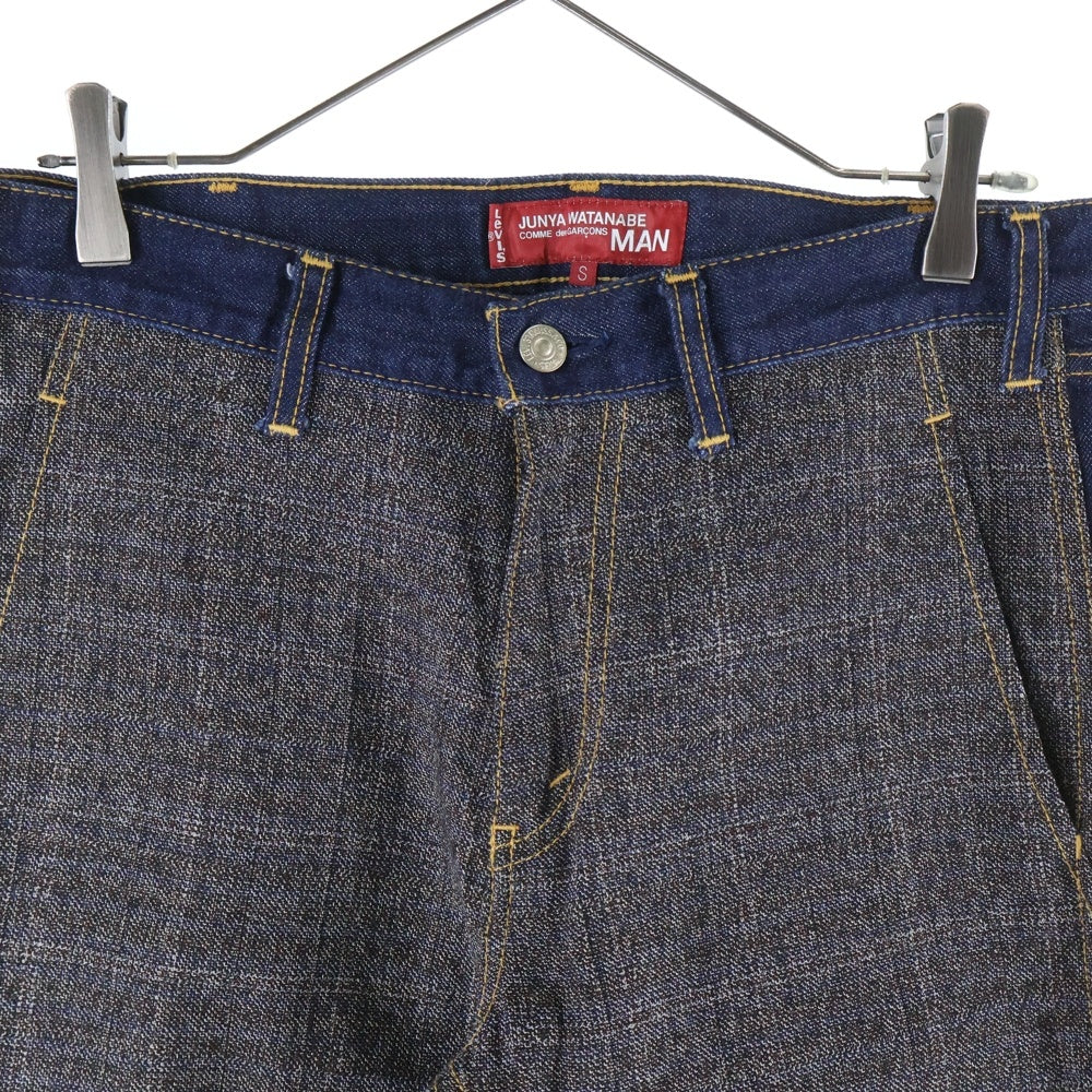JUNYA WATANABE COMME des GARCONS(ジュンヤワタナベ コムデギャルソン) ×LEVIS リーバイス 再構築 ストレートデニムパンツ ブラウン/インディゴ WR-P205