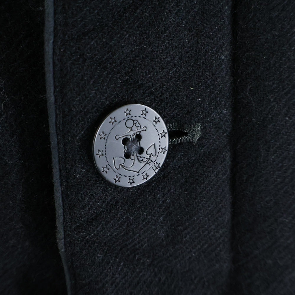 NO BRAND(ノーブランド) Deluxe Clothing(デラックスクロージング) レザーパイピング ショールカラー ウールコート ブラック