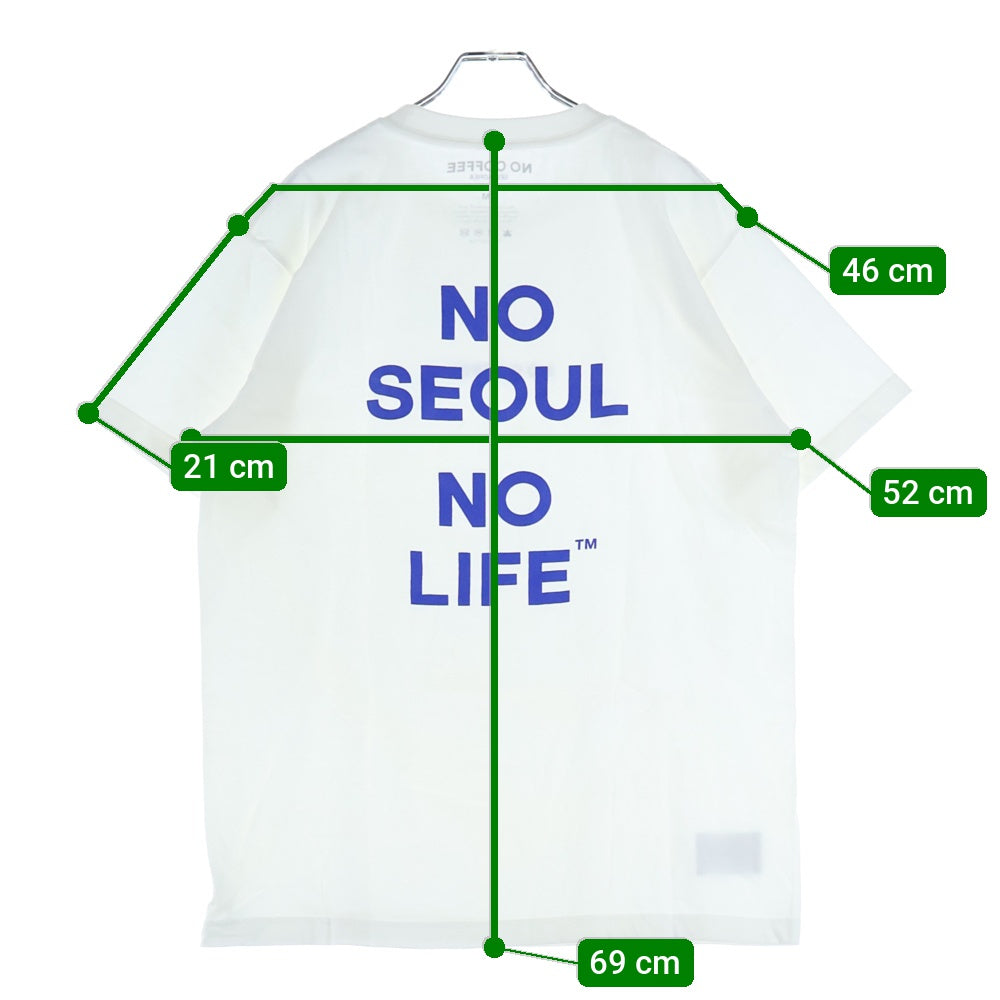 NO BRAND(ノーブランド) NO COFFEE(ノーコーヒー)両面プリント 半袖Tシャツ カットソー ホワイト