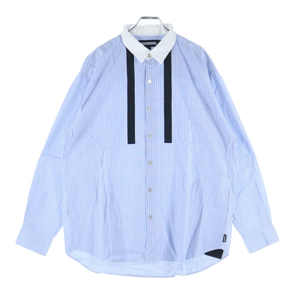 NEIGHBORHOOD(ネイバーフッド) 22AW TIE SH LS.CO ストライプ長袖シャツ ブルー 222SPNH-SHM02