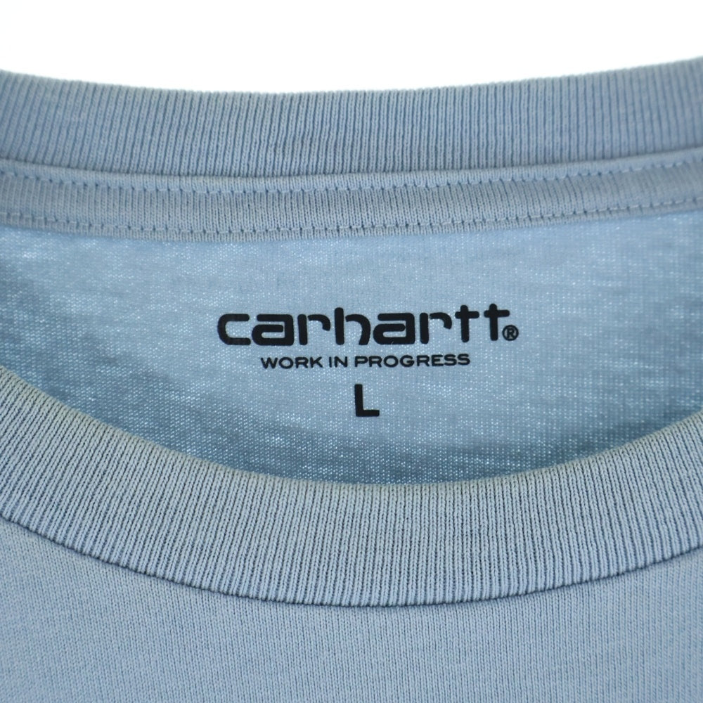 CARHARTT(カーハート) ロゴ刺繍 ポケット 長袖Tシャツカットソー スカイブルー A17207.0F4.00.03