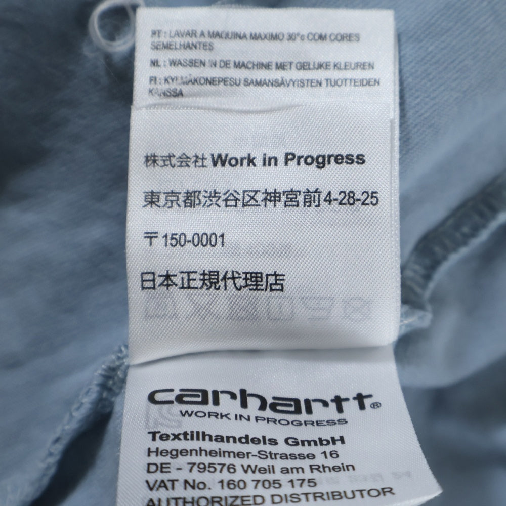CARHARTT(カーハート) ロゴ刺繍 ポケット 長袖Tシャツカットソー スカイブルー A17207.0F4.00.03