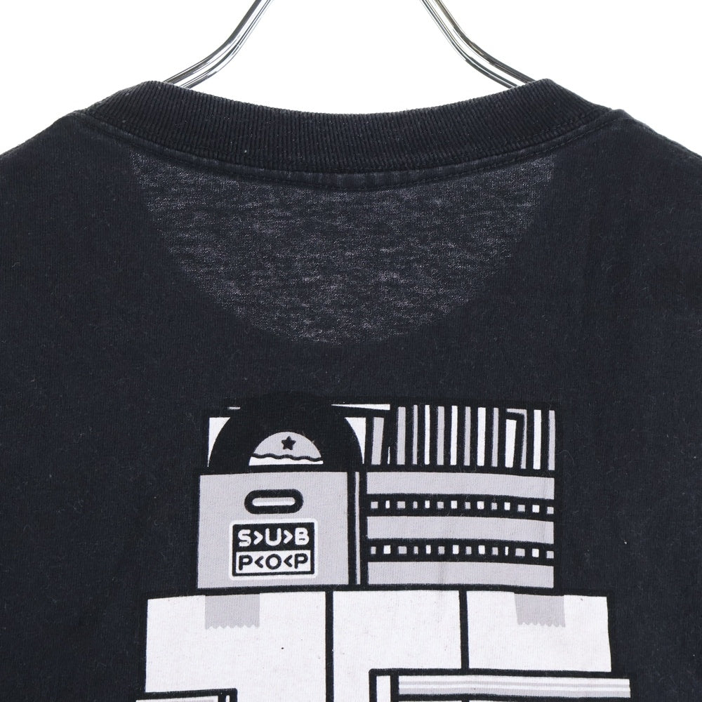 NO BRAND(ノーブランド) GIRL ラジカセ 両面プリント クルーネック 半袖 Tシャツ カットソー ブラック