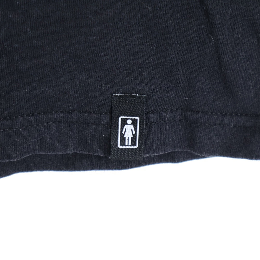 NO BRAND(ノーブランド) GIRL ラジカセ 両面プリント クルーネック 半袖 Tシャツ カットソー ブラック