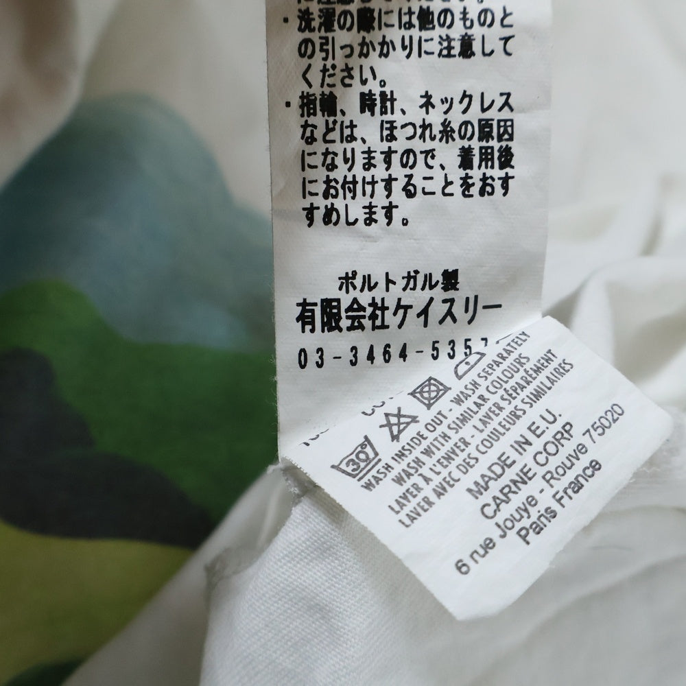 NO BRAND(ノーブランド) カヌレボレンテ フロント 刺繍 プリント クルーネック 半袖Tシャツ カットソー ホワイト