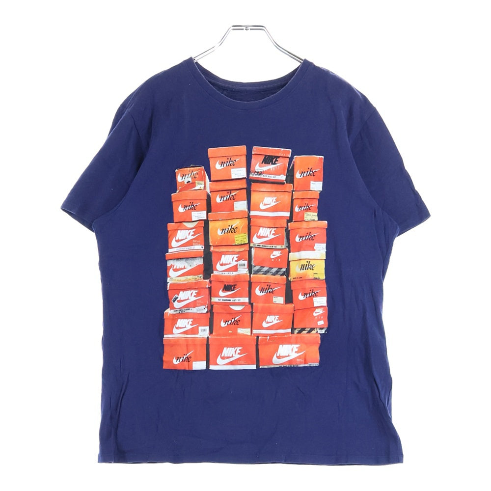NIKE(ナイキ) フロント シューボックス プリント クルーネック 半袖 Tシャツ カットソー ネイビー