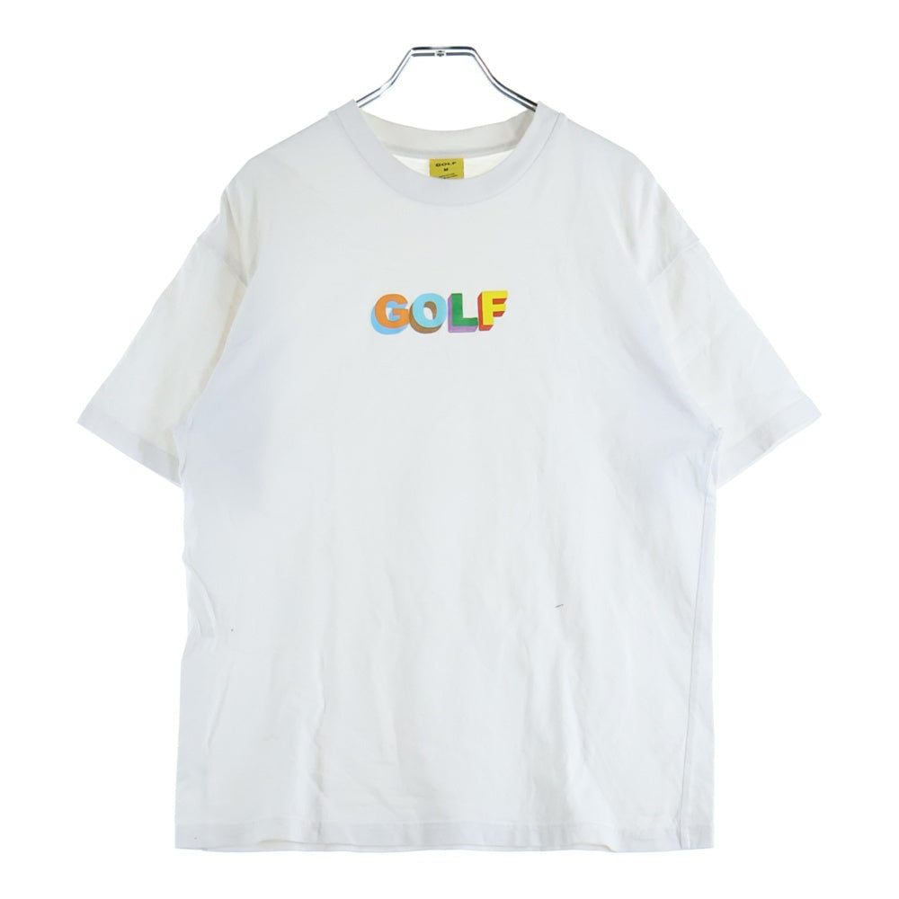 GOLF WANG(ゴルフワン) ロゴ 発砲プリント クルーネック 半袖Tシャツ カットソー ホワイト