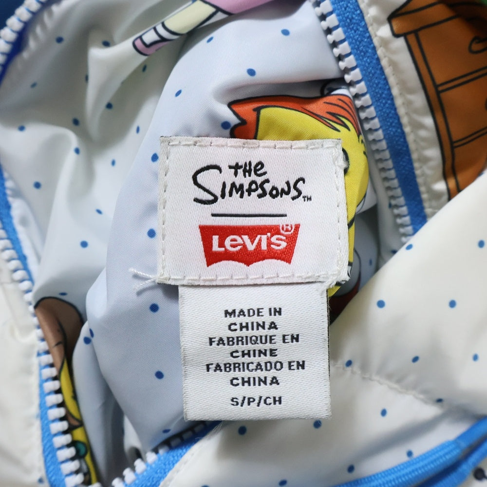 Levi's(リーバイス) ×SIMPSONS リバーシブル フーデッド 中綿 ブルゾン ジャケット ホワイト/ブルー