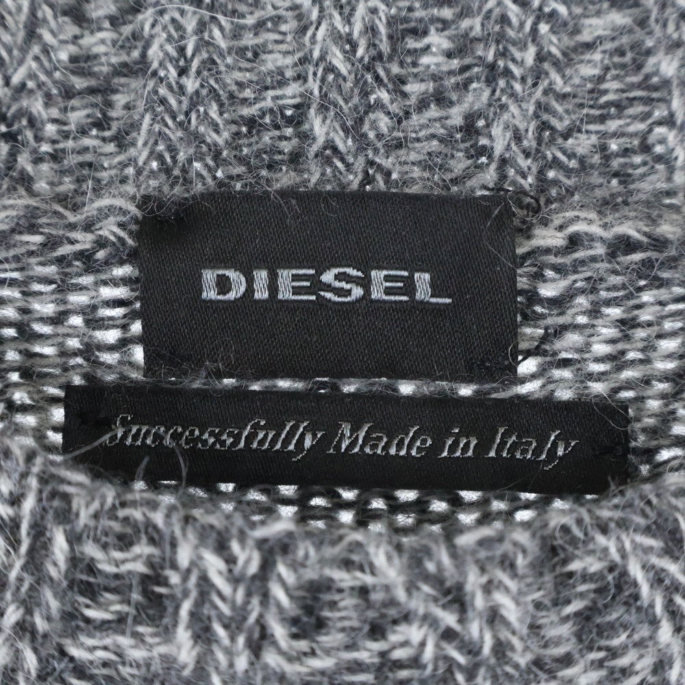 DIESEL(ディーゼル) クラッシュ加工 ダメージ クルーネック アルパカニットセーター グレー