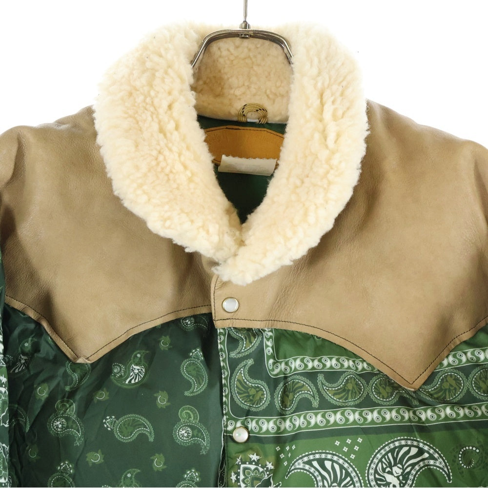 BAPE BY A BATHING APE(ベイプ ア ベイシング エイプ) 20AW × Rocky Mountain Featherbed Down Jacket ロッキーマウンテンフェザーベッド ペイズリー レザー ダウンジャケット