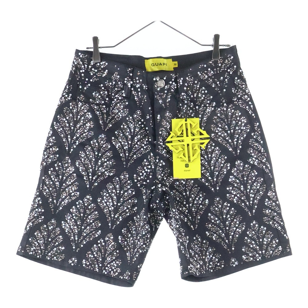 GUAPI(グアピ) ラインストーン デニム ハーフパンツ ブラック