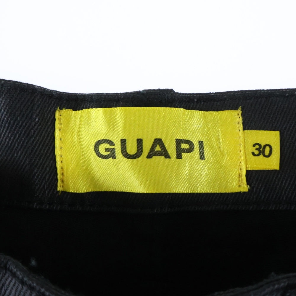 GUAPI(グアピ) ラインストーン デニム ハーフパンツ ブラック