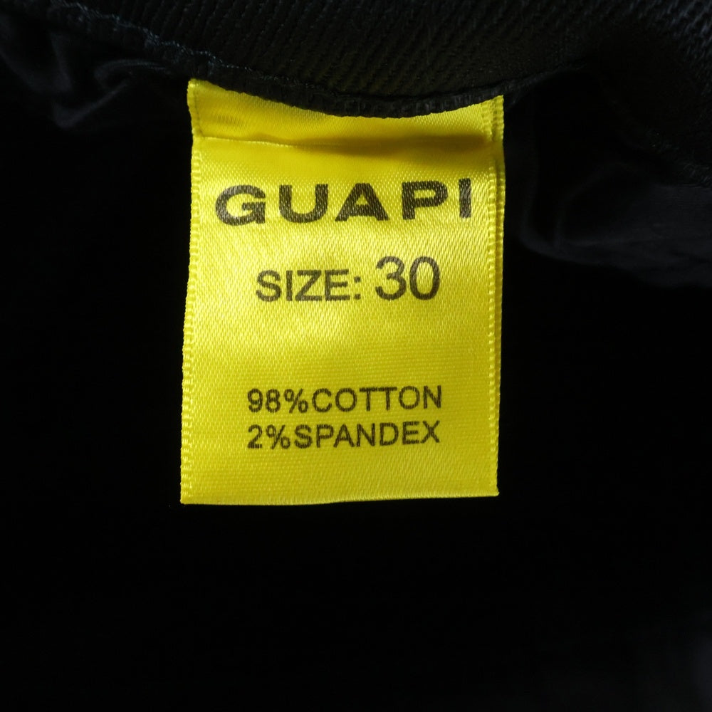 GUAPI(グアピ) ラインストーン デニム ハーフパンツ ブラック