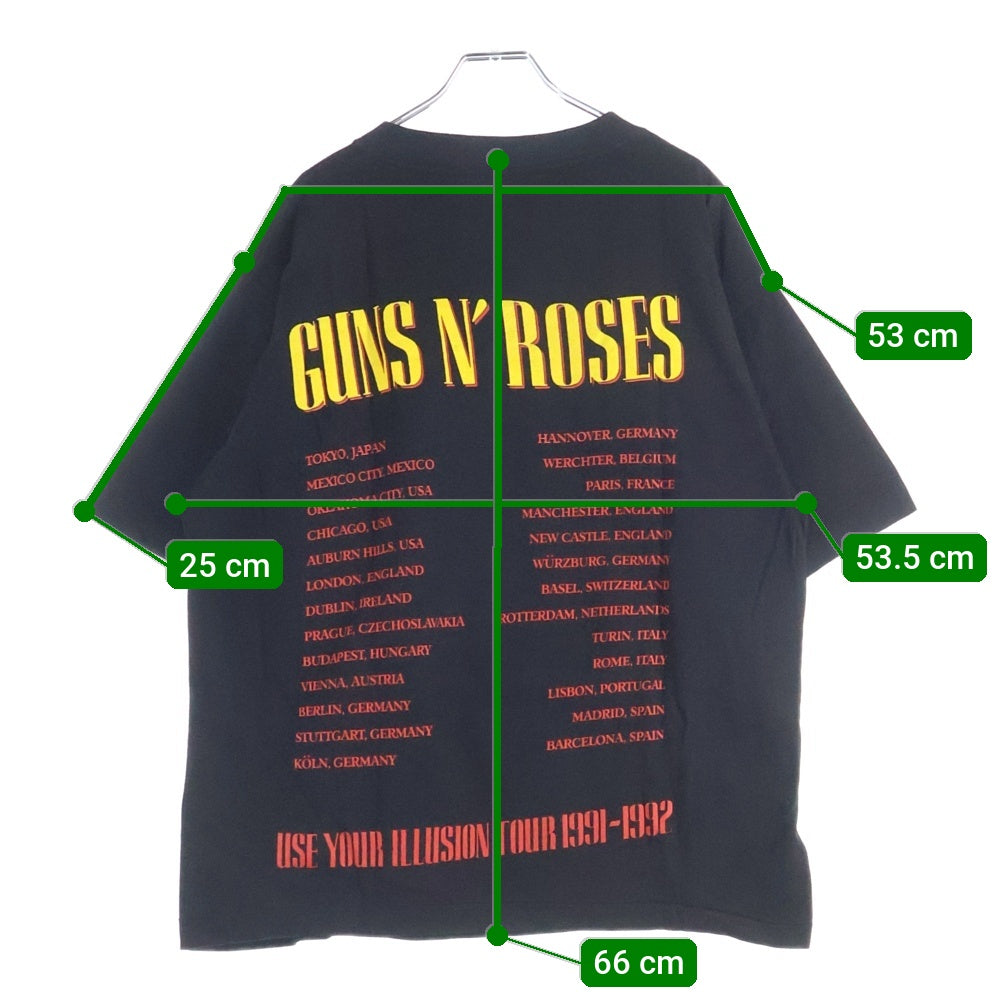 VINTAGE(ヴィンテージ) 90s GUNS N' ROSES SCULL CROSS ガンズアンドローゼス ツアー 両面プリント 半袖Tシャツ カットソー ブラック